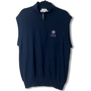 Fairway & Greene Men's Italian Merino Windvest NCGA Golf Quarter Zip Navy Sz L